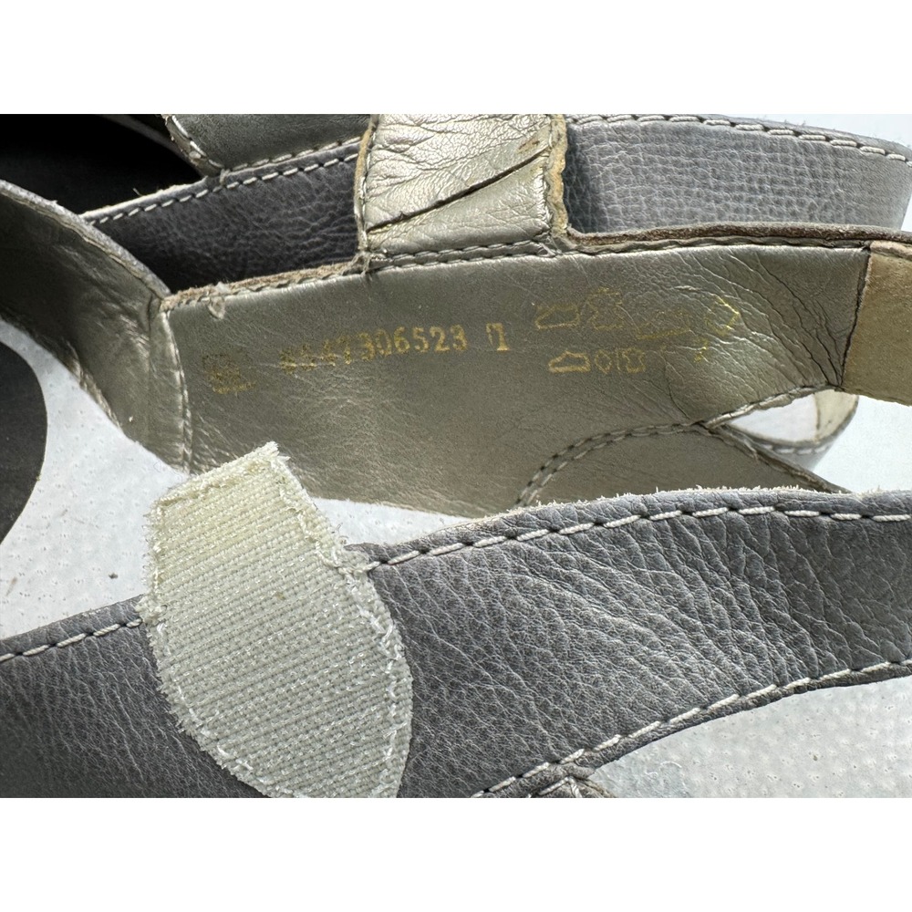 Rieker Antistress Mary Jane Pumps Womens 40 Silver Pewter Leather Slingback Heel - Picture 9 of 14